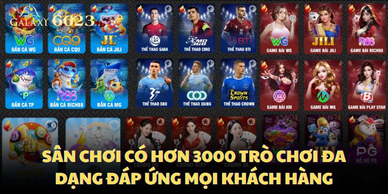 Sân chơi có hơn 3000 trò chơi đa dạng đáp ứng mọi khách hàng